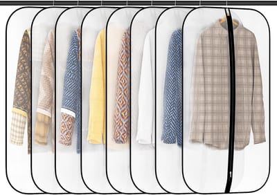 Set van 8 Kledinghoezen voor het Opbergen van Kleding - Premium Bescherming voor Kostuums, Hemden en Jassen - Ideaal voor Reizen en Opslag, Zwart 60×120CM