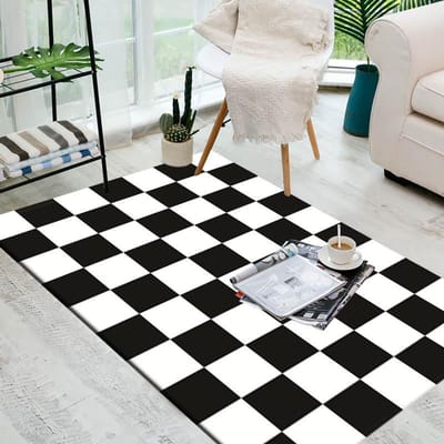 Tapis de table basse de salon à carreaux noirs et blancs en velours cristal, couverture de lit de chambre à coucher, vestiaire plein de tapis de pied 140 * 200Cm