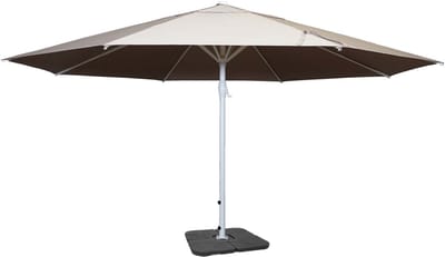 Parasol Meran II, marktparasol, Ø 5m polyester/aluminium stok wit 28kg ~ crème-beige met voet