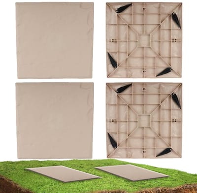 Tuinstapstenen 4 stuks - Pad stenen - Tuinpad aanleggen - Natuurlijke uitstraling - 46.5 cm diameter - Beige