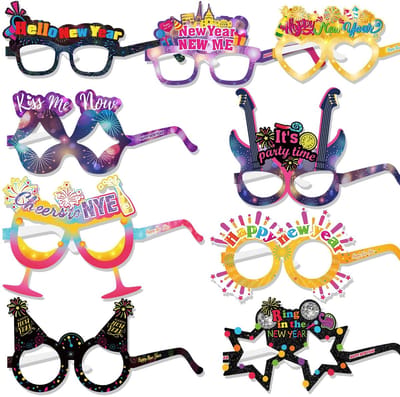 Allecto - Happy New Year Glazen 2024 - Kleurrijke Papieren Brillen - Feestdagen - Verjaardag - 18 Stuks - Perfect voor Feestjes - Multicolor