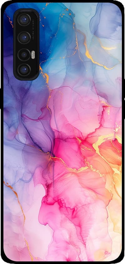 Smartphonica Telefoonhoesje Geschikt voor Oppo Find X2 Neo met marmer opdruk - TPU backcover case marble design - Regenboog geschikt voor Oppo Find X2 Neo