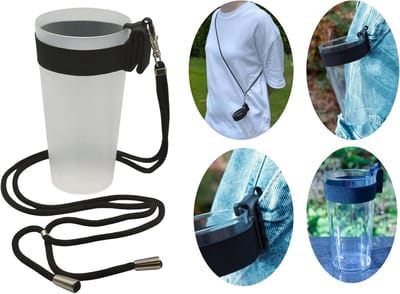 Bekerhouder - Zwart - Luxe Verstelbaar Keycord - Stevige Clip - Voor Festivals en Evenementen