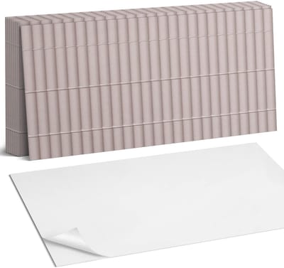 Coloray Plaktegels - Textuur met parallelle strepen Zelfklevende Wandtegels - 40 cm x 20 cm - Beige Plaktegels - 10 stuks - Rechthoek PVC Tegels - Plaktegels Badkamer - Vloertegels Zelfklevend - Vinyltegels Vloer Zelfklevend - Portugese Tegels