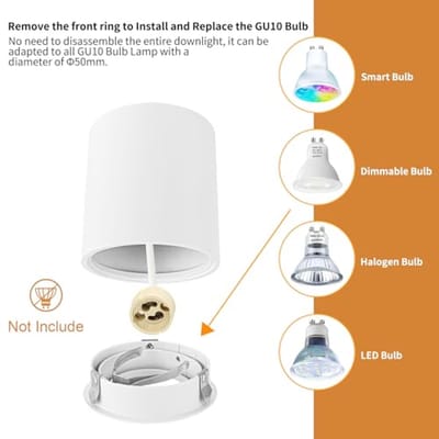 Draaibare GU10 Plafondspots voor Badkamer - 6 Stuks, Wit, Aluminium, Rond