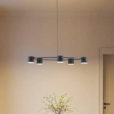 SIGMA Hanglamp Kodo, 5-lamps, zwart, staal, GX53