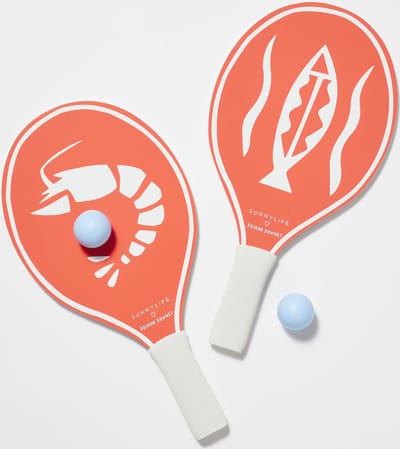 Sunnylife - Outdoor Games Strandtennis Set De Playa Coral - Hout - Oranje