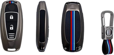 Autosleutel Hoesje geschikt voor Suzuki - Sleutelcover - Metalen Sleutelhoes - Accessoires - grijs