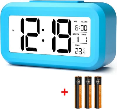 BSTNL Alarmklok - Digitale Wekker - Inclusief 3 Batterijen - Klok Slaapkamer - Kinderen en Volwassenen - Snooze Functie - Wekkers Digitaal - Blauw