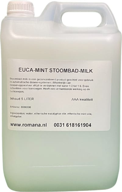 Romana Products Stoombadmelk - Eucamint 5L - Verfrissende Geur voor Stoombaden