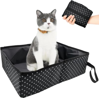 Reiskattenbak Opvouwbaar, Draagbare Kattenbak voor Reizen voor Kittens, Waterdicht, Gemakkelijk te Schonen, Nuttige Kattenbak voor Huisdieren Reizen, Camping, Huisgebruik, Zwart
