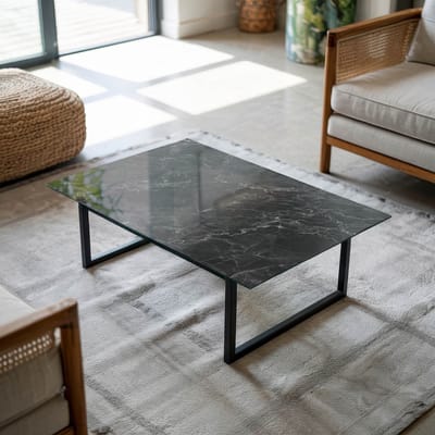 Coloray Tafelblad - Tafelblad Van Gehard Glas - 80x60 cm - Zwart - Rechthoek Glazen Tafelblad - Tafelblad Buiten - Tafelblad Voor Buiten - Buiten Tafelblad - Los Tafelblad woonkamerdecoratie