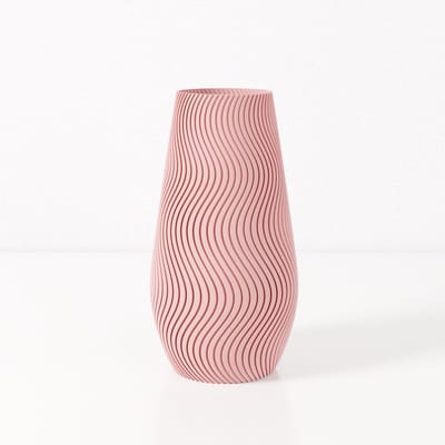 Fleuriek vaas SOFIA - Roze H30 cm - Smalle designvaas voor tafel of dressoir - Golvend patroon