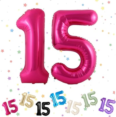 Grote Roze Folieballon Nummer 15 voor Verjaardag - Helium Geschikt - 100cm