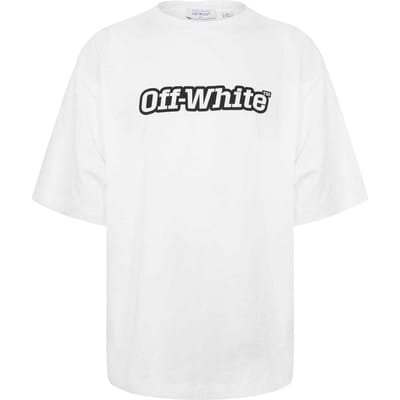 Off White Heren T-shirt met skate-print (Wit, Zwart)