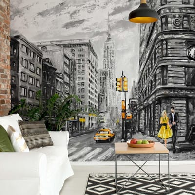 Fotobehang - Vlies Behang - Schilderij van New York - Kunst - 416 x 290 cm