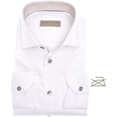 John Miller Overhemd Hexagonal Collar Tailored Fit Wit-Zand / male