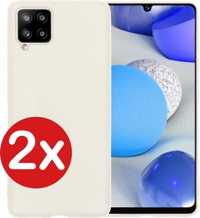 Hoesje - 2 Stuks - Geschikt voor Samsung Galaxy A42 - Sterk & Shockproof - Telefoonhoes - Back Cover - Case Siliconen - Telefoon Hoes - Wit