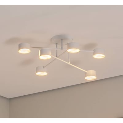 EMIBIG LIGHTING Modus 6 plafondlamp, staal, 6-lamps, GX53, wit
