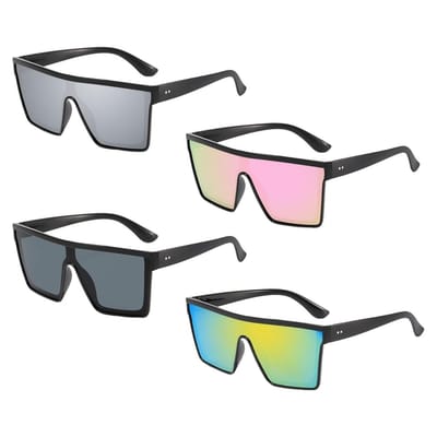 Dailygoods- Zonnebril met vierkant frame - Zonnebril dames - Zonnebrillen - 4 stuks - Lichtgewicht - Duurzaam polycarbonaat frame