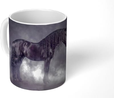 Mok - Koffiemok - Paard - Magisch - Zwart - Mokken - 350 ML - Beker - Koffiemokken - Theemok