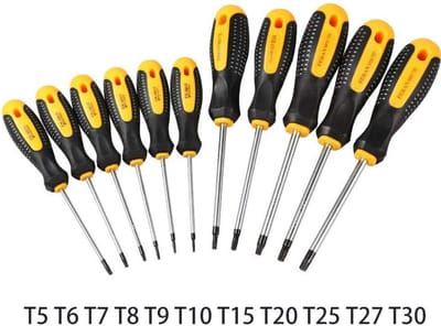 Torx Schroevendraaier - Ster Schroevendraaier - Reparaties Uitvoeren - Magnetische Punt - T5-T30 - Geel Zwart