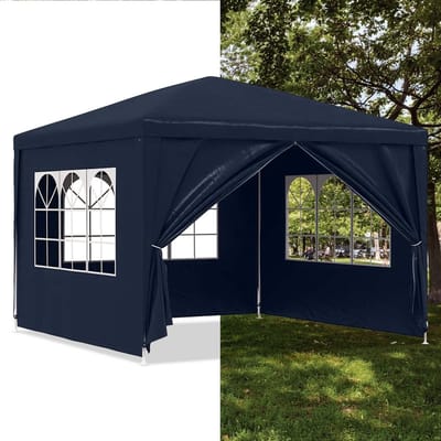 Partytent opvouwbaar - Paviljoen - 3x3 - Easy up - Waterdicht - met Zijwanden - Weerbestendig - Blauw