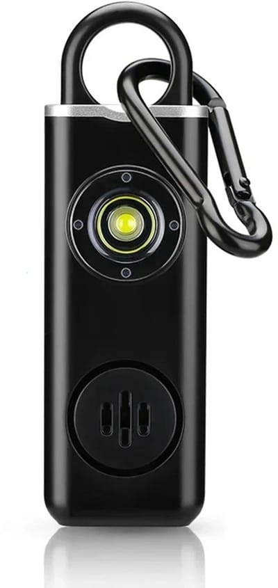 HOB Draagbaar Alarm - Zelfverdediging Sleutelhanger - Zwart- Veilig op Straat - 130 DB Alarm en Licht - Kinderen Vrouwen en Ouderen - Anti Wolf
