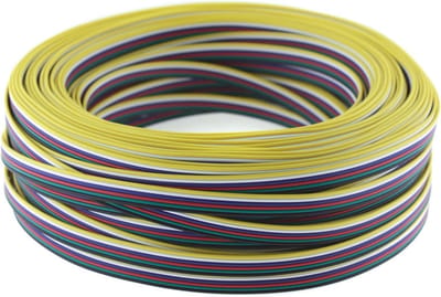 Platte 6-polige verlengkabel voor RGBW CCT ledstrips - 50 meter