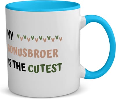 Akyol - my bonusbroer is the cutest koffiemok - theemok - blauw - Broer - schattige bonusbroer - verjaardagscadeau - verjaardag - cadeau - cadeautje voor broer - broer artikelen - kado - geschenk - gift - 350 ML inhoud