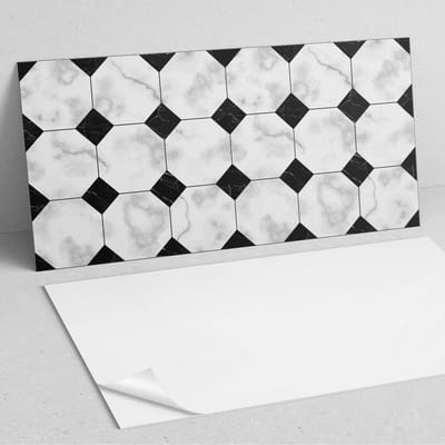 Coloray Wandpanelen Zelfklevend - Geometrische tegelpatronen PVC Wandpaneel - 100 cm x 50 cm - Zwart-wit Wandbekleding Zelfklevend - 1 stuk - Texturen Wandpanelen Zelfklevend - Wandpaneel Keuken - Wandpanelen Badkamer