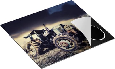 Chefcare Inductie Beschermer Oude Tractor op het Grasveld - Trekker - 60x50 cm - Afdekplaat Inductie - Kookplaat Beschermer - Inductie Mat