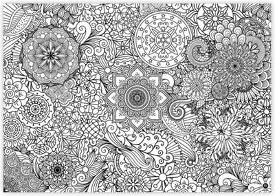 Kleurbaar Tafelkleed kleurplaat - Mandela / Bloem / Bloemen / Flowers / Volwassen / Bloempjes / Bloemetjes / Flower - Creatief - Kleur plaat Tekening Eettafel Versiering Tekenen Kleuren XL Kleurplaat Tablecloth