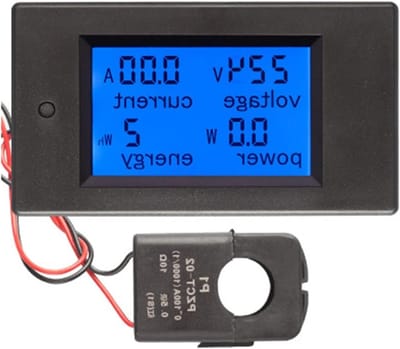 Energie Meter - Stroomverbruik Monitor - Elektriciteit Meten - Groot LCD Scherm - Tot 100A - Zwart