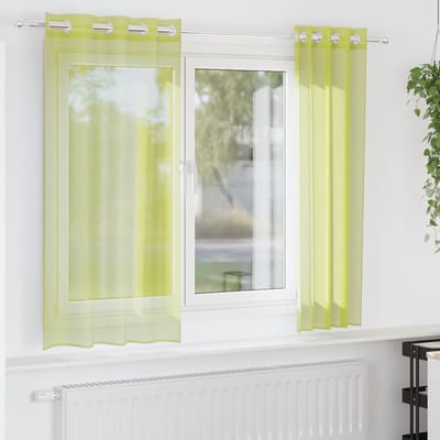 vidaXL - Gordijnen - voile - met - doorvoertules - 2 - st - 140x175 - cm - appelgroen