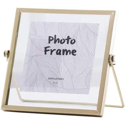 Cadre photo en verre transparent avec support en fer pour fleurs séchées, idéal pour la décoration de la maison 4 Inch white