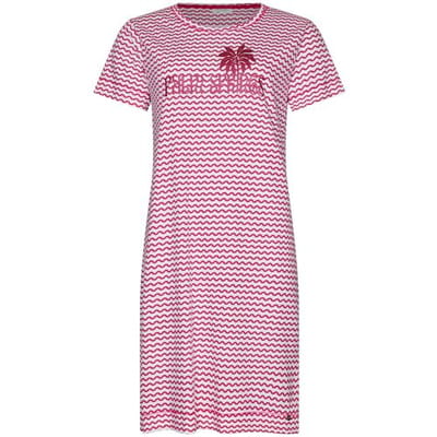 MyRebelle - Nachthemd - Palm Springs - Bio Katoen - Roze/Wit - Maat 44