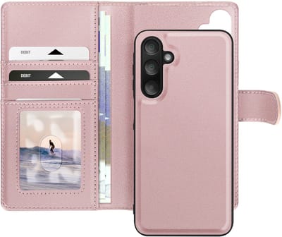Mayaxess, 2-in-1 Folio Hoesje Geschikt voor Samsung Galaxy A16 met Afneembare Cover en Standaardfunctie, Champagneroze