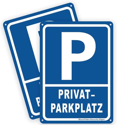 Privé parkeerplaats borden 2tlg. - Aluminium aanwijzing en waarschuwingen (180 x 250 mm)