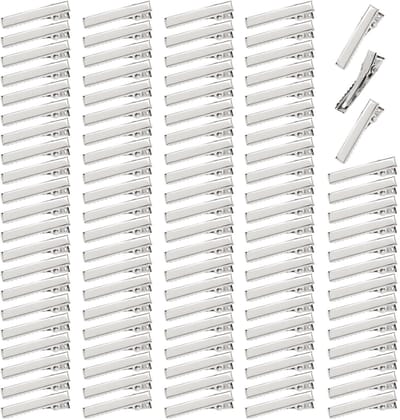 Krokodillenspeldjes Set van 100 - Effen Zilveren Haarspeldjes - Krokodillenclips - DIY Accessoires - Diverse Maten 30/35/40/45/65/75mm - Metaallegering - Haarclips