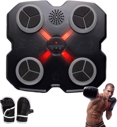 Muur Boksmachine - Trainingsapparaat Boksen - Interactieve Workout - Met Muziek Integratie - 28x28x5 cm - Zwart