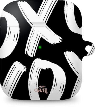 xoxo Wildhearts hoesje geschikt voor Airpods 1/2 - Can't Talk Now Black - Ook als telefoonhoesje verkrijgbaar - schokbestendige case geschikt voor Airpod 1 en 2 - koptelefoon case - Beschermhoes met tekst opdruk - print - zwart / wit