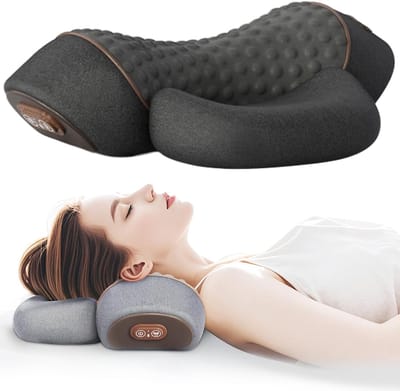 Massager - Massage Apparaat - Massagekussen - Massagekussen voor Nek & Rug - 3-in-1 Nekmassage Apparaat met Warmtefunctie –2025 Verbeterd Verwarmd Massage Nekkussen - Cervicale Tractie Bed Rugkussen voor Slapen - Diep Weefsel Kneden - Massage Verlich