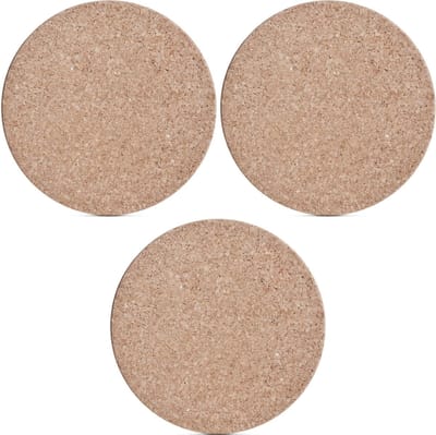 Zeller Kurken pannenonderzetters - 3x - rond - lichtbruin - D26 x H1 cm - Keuken en tafel - extra dik