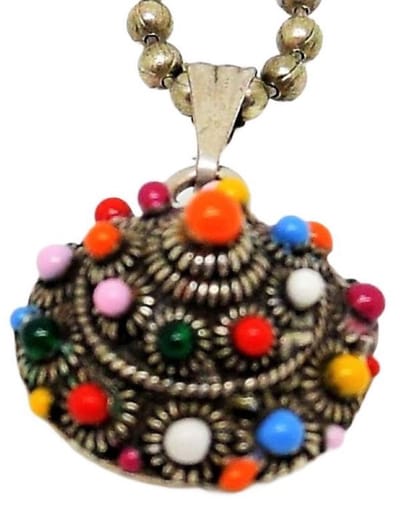 Hanger Zeeuws Meisje - Zeeuwse toren knop snoepje, knallende kleuren, designerskwaliteit met bolletjesketting
