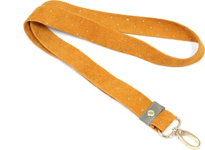 STUDIO Ivana van der Ende - geel/goud keycord - handgemaakt van ribfluweel - okergeel met gouden stipjes - sleutelhanger
