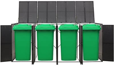Kliko ombouw - UV-bestendig - Container - Berging - 4 Afvalbakken - Kunststof - Weerbestendig - Zwart