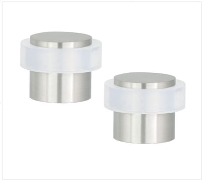 Set van 2 Deur Stopper - Wit Siliconen Rubber en RVS - Universele Wandprotector incl. Schroeven