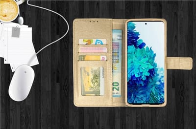 LuxeBass Hoesje geschikt voor Oppo A96 - Boekhoesje - Goud - Portemonneehoesje gsm hoesje - telefoonhoes - telefoonhoesjes
