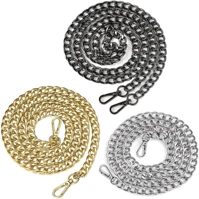 Dailygoods - MOLIMOLI 3 Stukken 120 cm Ketting voor Tas, Kettingen voor Tassen Haak Metaal met Schouderketting voor Vrouwen Tas, Ketting Handtas met Gespen voor Een Modieuze Look